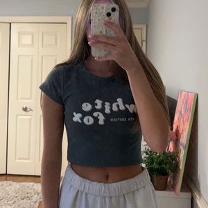 NWT White Fox 4th Edition Ribbed Baby Tee Petrol Green Size Small